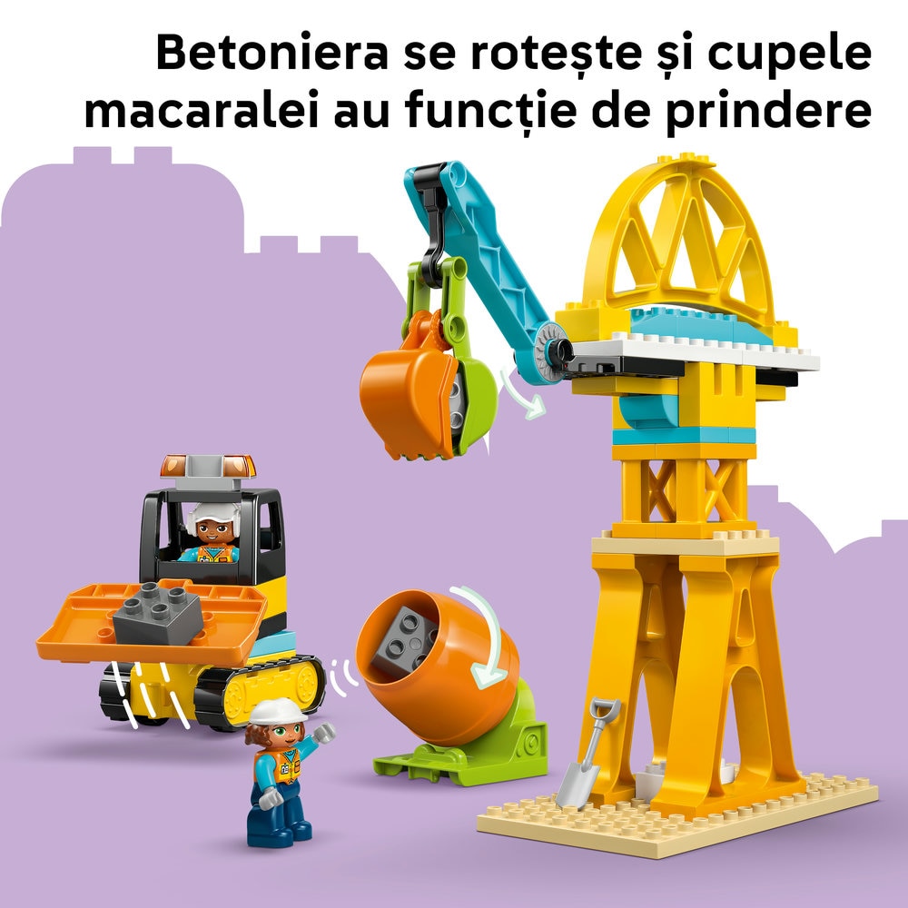 LEGO DUPLO: Town Santier si vehicule de constructii 3in1 10476, 3 ani+, 84 piese