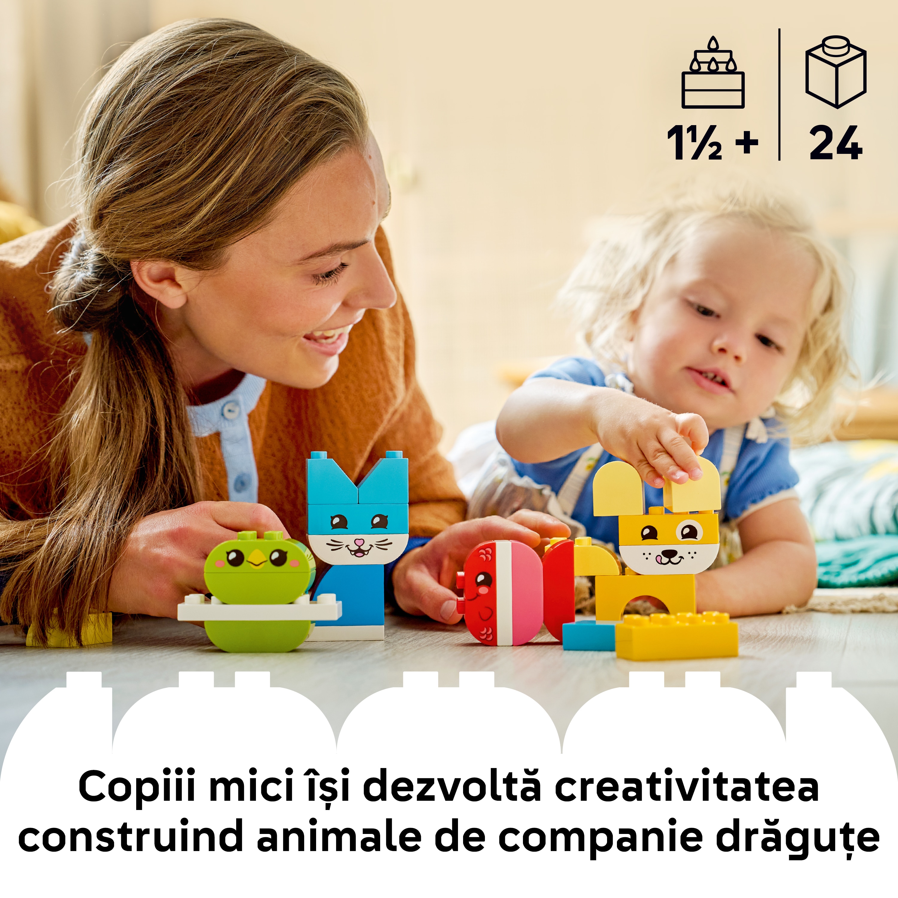LEGO DUPLO: Animalute de companie creative 3in1 10477, 18 luni+, 24 piese