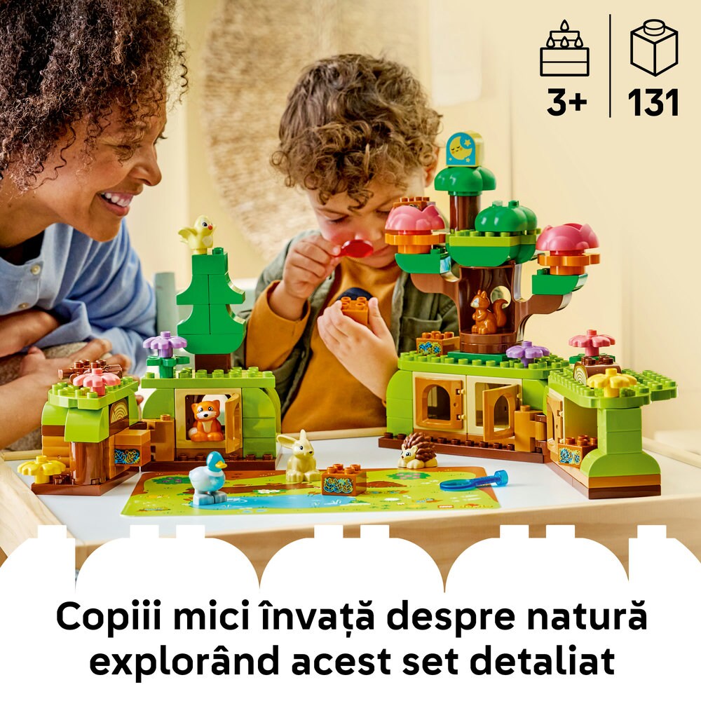 LEGO DUPLO: Town - Padurea descoperirilor cu animale salbatice 10480, 3 ani+, 131 piese