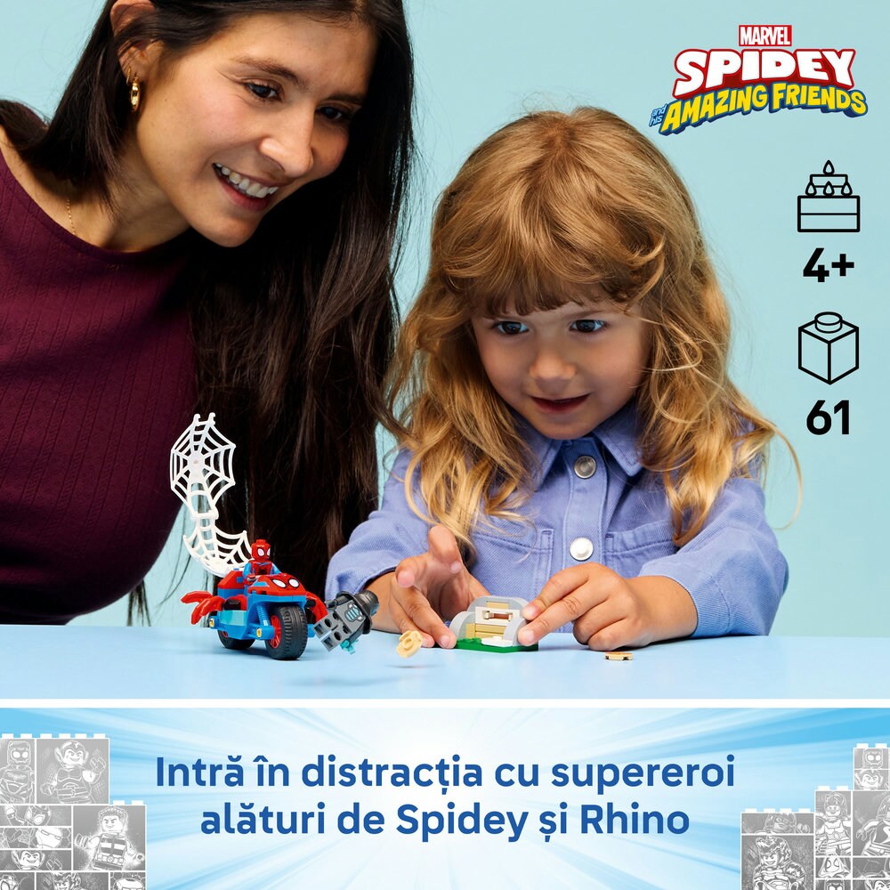 LEGO Spidey: Spidey pe motocicleta vs Rhino 11206, 4 ani+, 61 piese