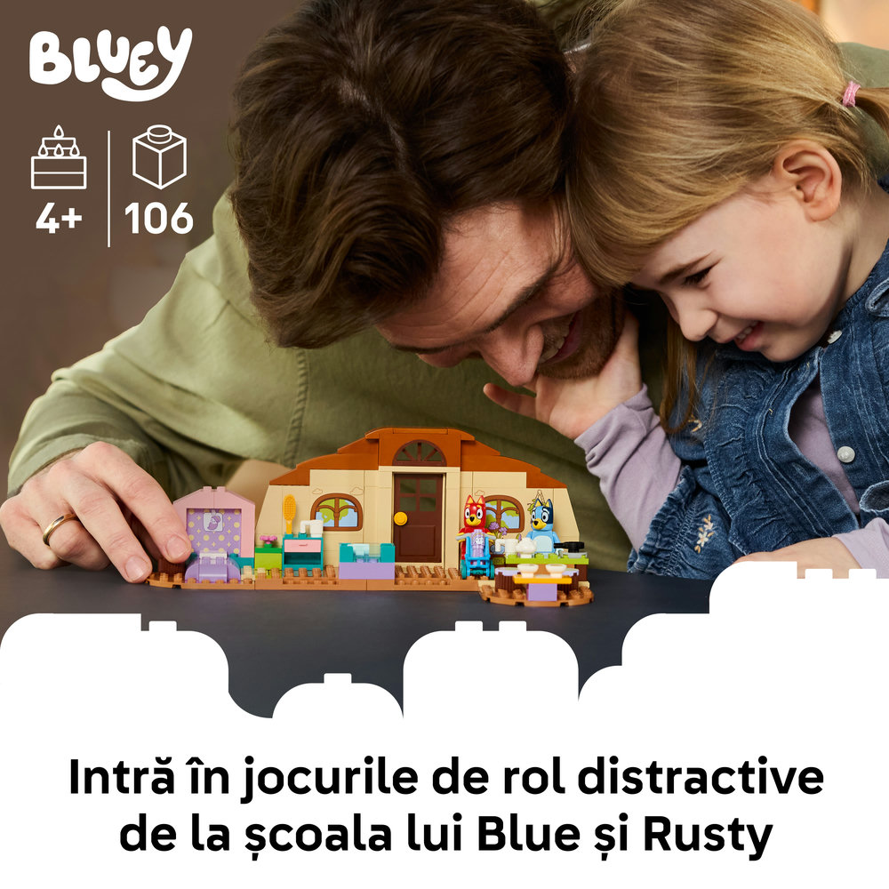 LEGO Bluey: La scoala cu Rusty si Blue 11221, 4 ani+, 106 piese