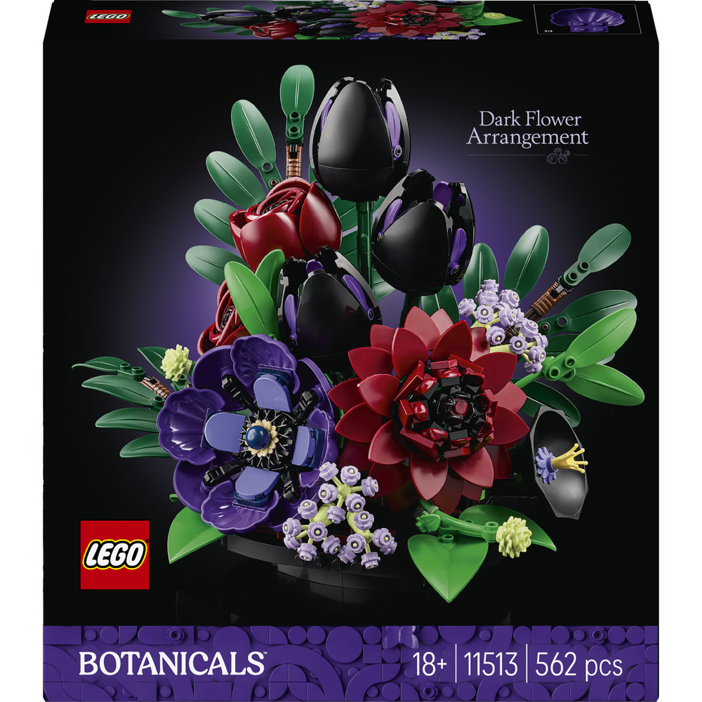 LEGO Botanicals: Aranjament cu flori de culoare inchisa 11513, 18 ani+, 562 piese