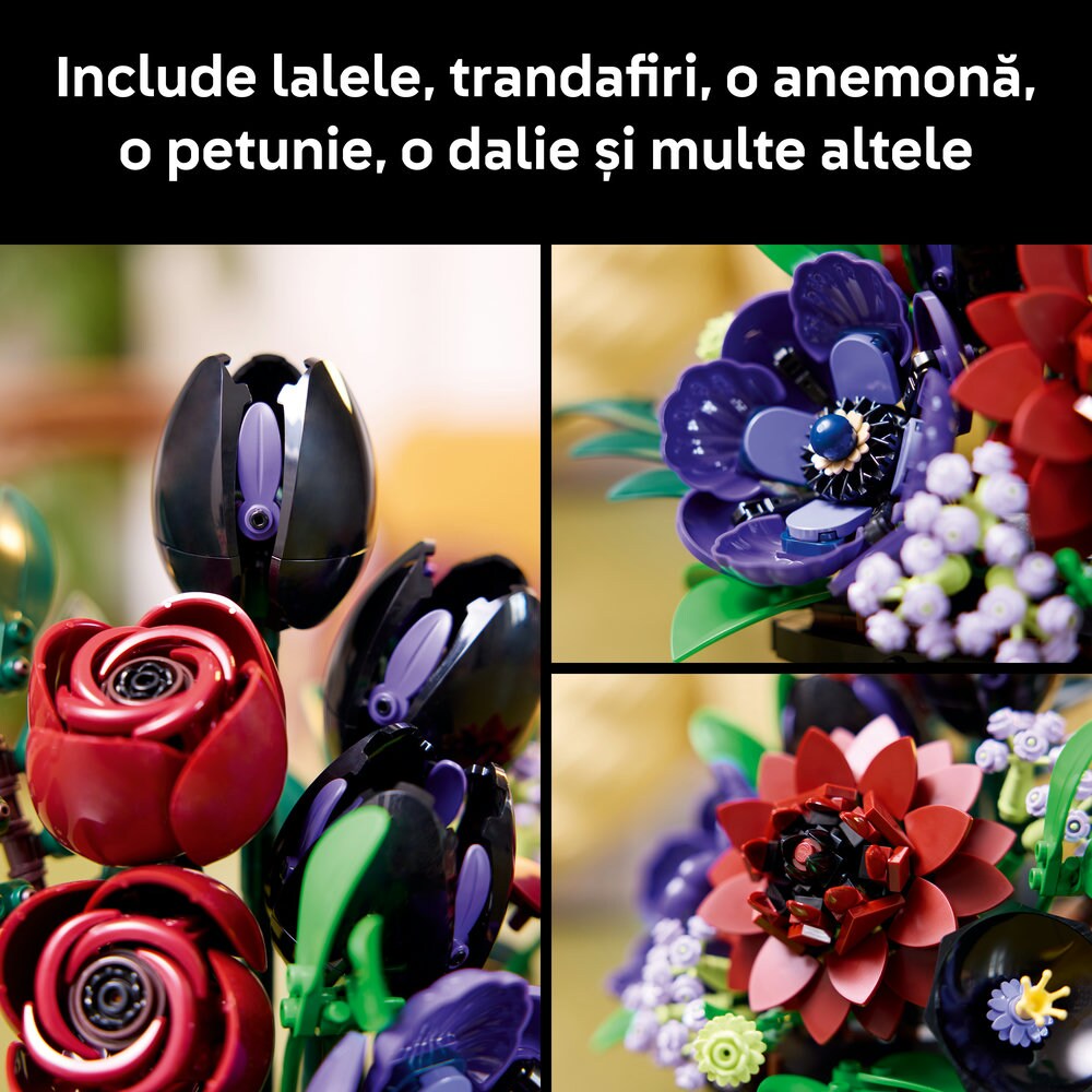 LEGO Botanicals: Aranjament cu flori de culoare inchisa 11513, 18 ani+, 562 piese