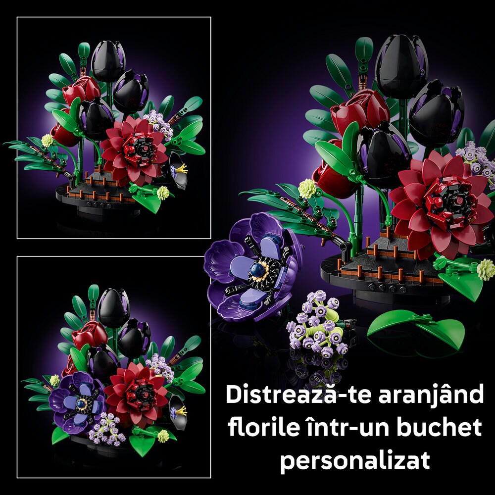 LEGO Botanicals: Aranjament cu flori de culoare inchisa 11513, 18 ani+, 562 piese