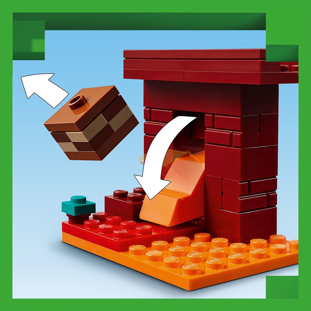 LEGO Minecraft: Batalie deasupra lavei in Nether 21266, 6 ani+, 99 piese