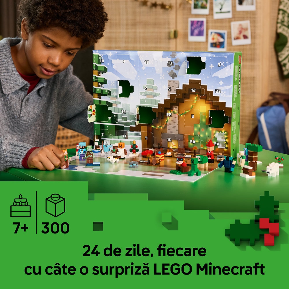 LEGO Minecraft: Calendar de advent 2025 21280, 7 ani+, 300 piese