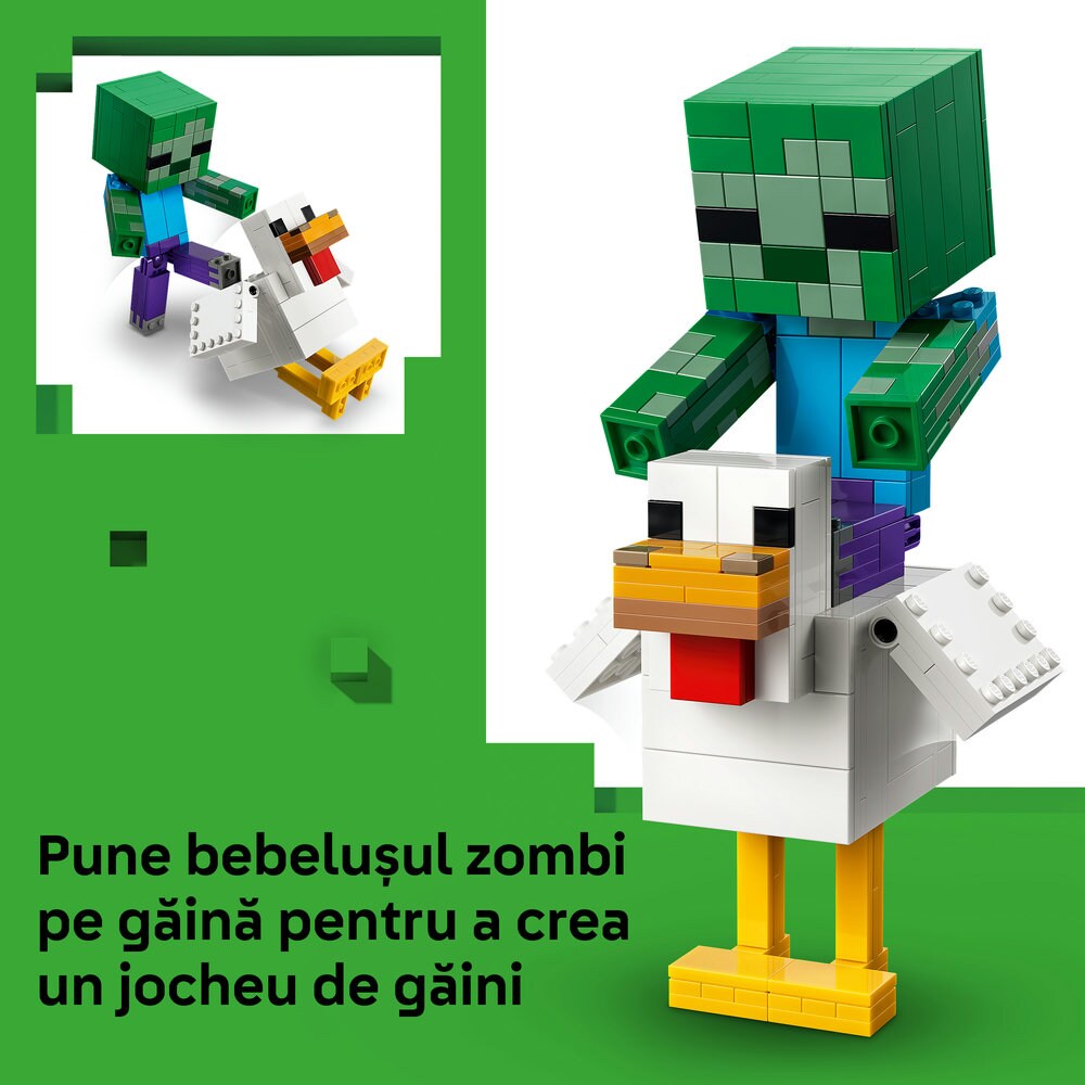 LEGO Minecraft: Jocheu de gaini 21582, 9 ani+, 344 piese
