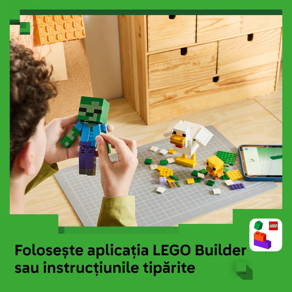 LEGO Minecraft: Jocheu de gaini 21582, 9 ani+, 344 piese