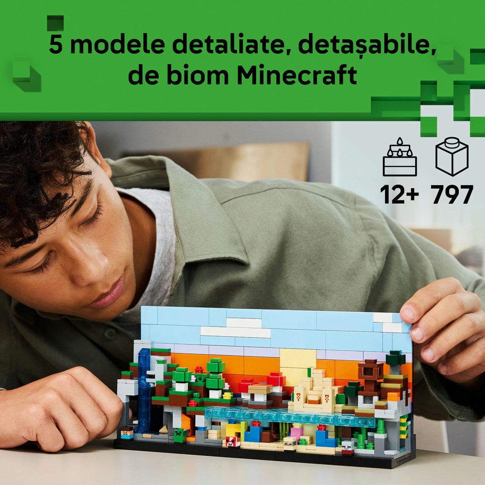 LEGO Minecraft: Minibiomuri 21589, 12 ani+, 797 piese