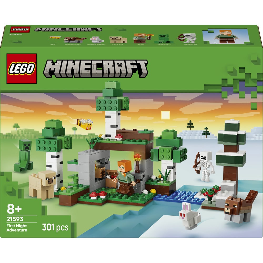 LEGO Minecraft: Prima aventura pe timp de noapte 21593, 8 ani+, 301 piese