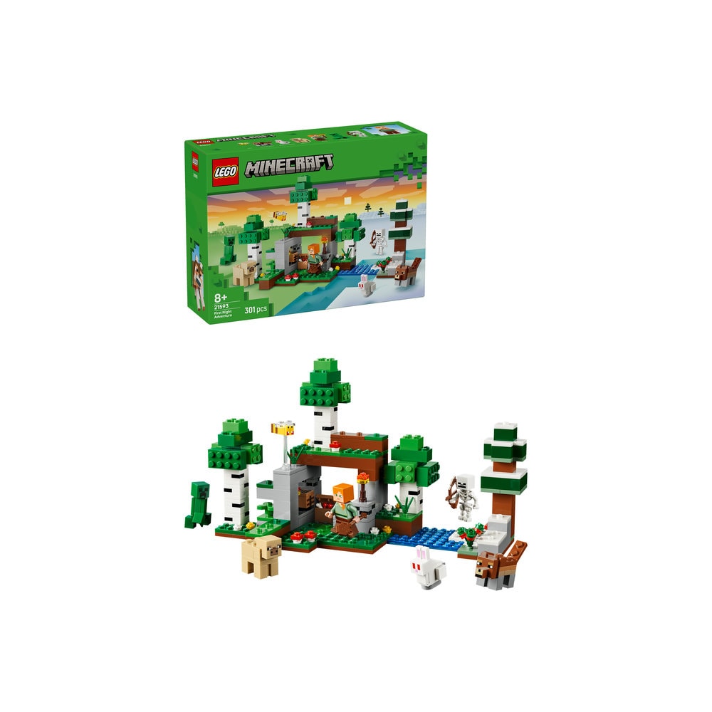 LEGO Minecraft: Prima aventura pe timp de noapte 21593, 8 ani+, 301 piese