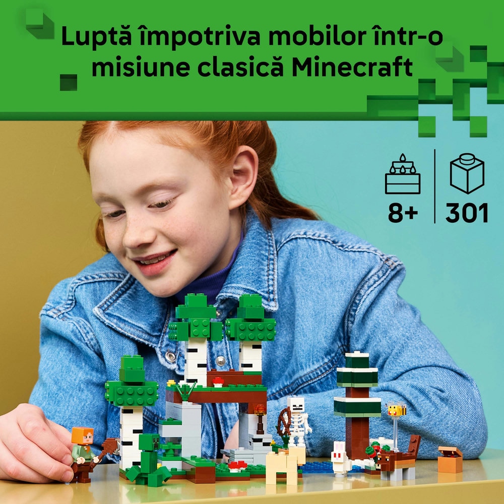 LEGO Minecraft: Prima aventura pe timp de noapte 21593, 8 ani+, 301 piese
