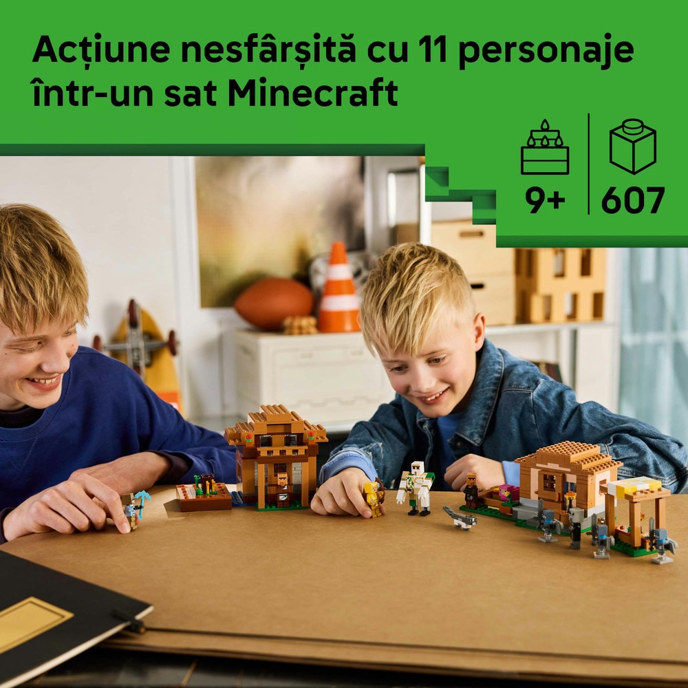 LEGO Minecraft: Atacul Evocatorilor asupra satului 21596, 9 ani+, 607 piese