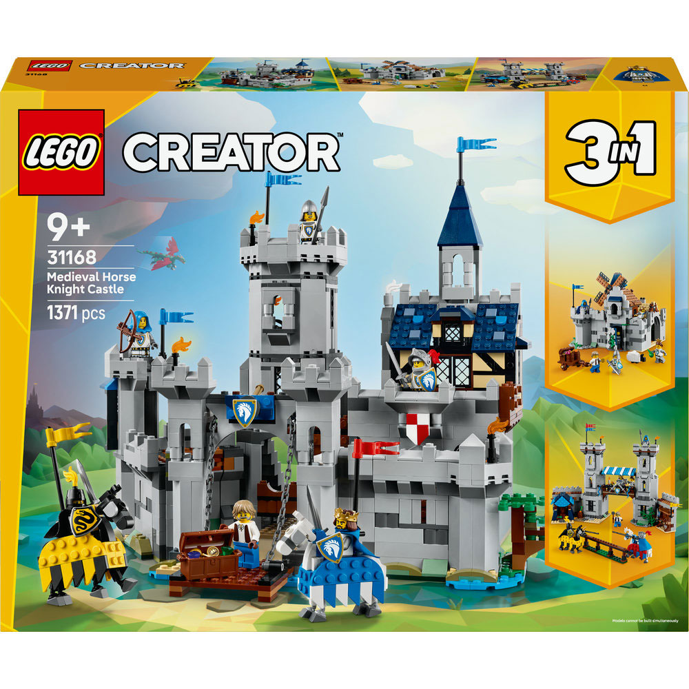 LEGO Creator 3in1: Castel medieval cu cai si cavaleri 31168, 9 ani+, 1371 piese