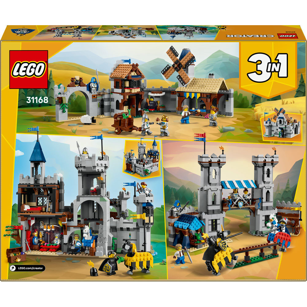 LEGO Creator 3in1: Castel medieval cu cai si cavaleri 31168, 9 ani+, 1371 piese