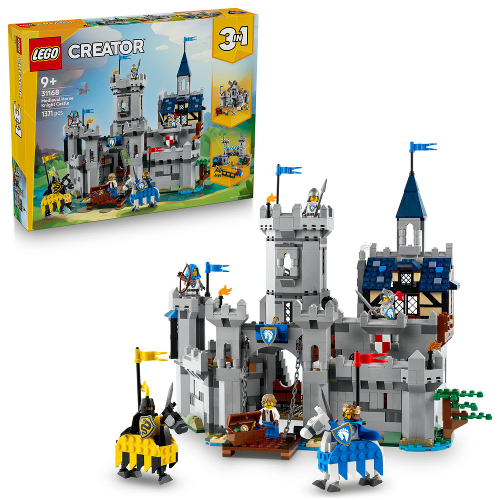 LEGO Creator 3in1: Castel medieval cu cai si cavaleri 31168, 9 ani+, 1371 piese