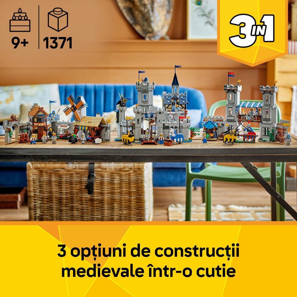 LEGO Creator 3in1: Castel medieval cu cai si cavaleri 31168, 9 ani+, 1371 piese