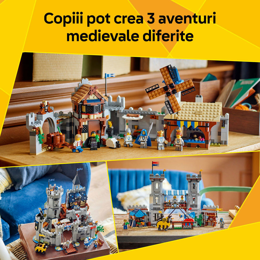 LEGO Creator 3in1: Castel medieval cu cai si cavaleri 31168, 9 ani+, 1371 piese
