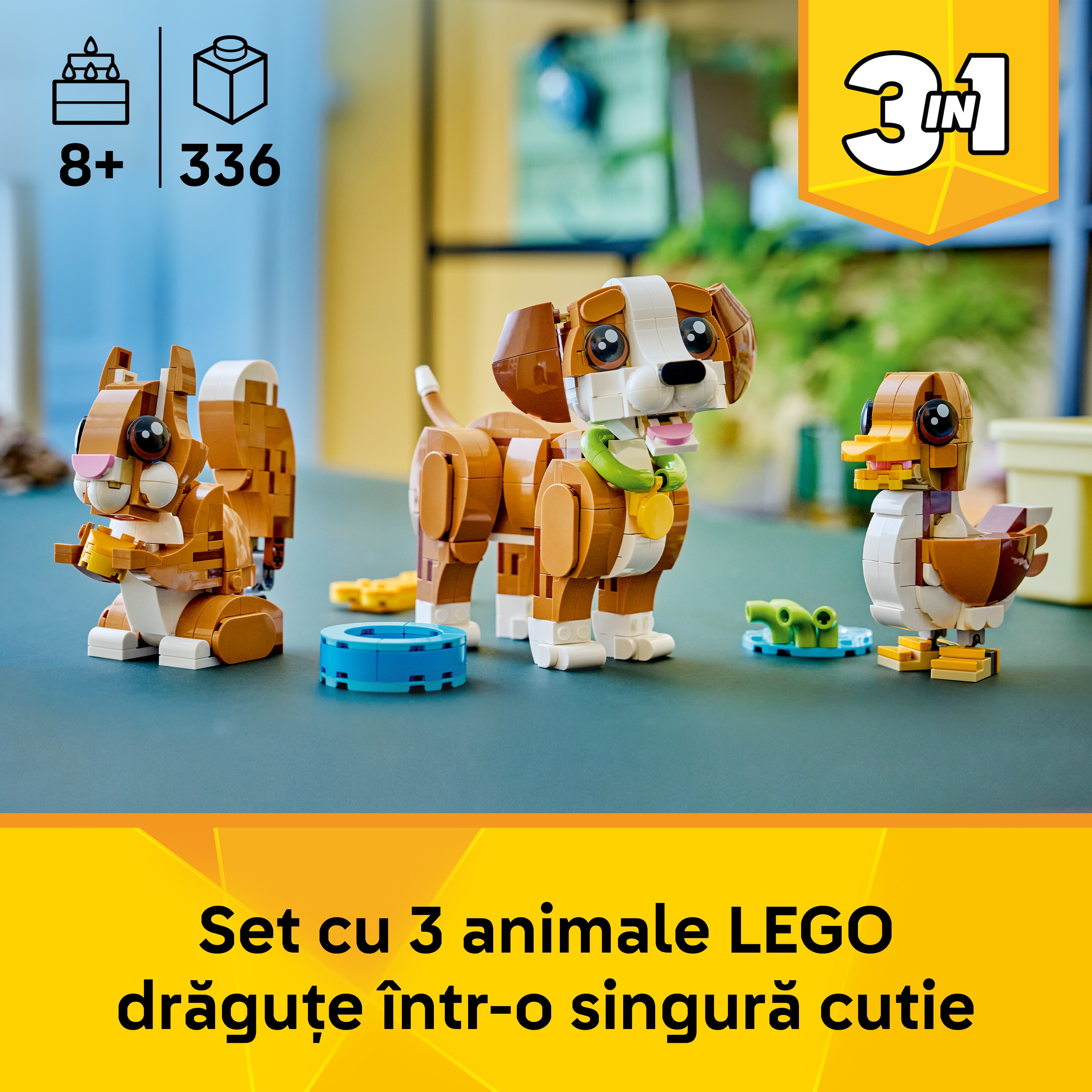 LEGO Creator: Animale adorabile - Catelus jucaus 31382, 8 ani+, 336 piese