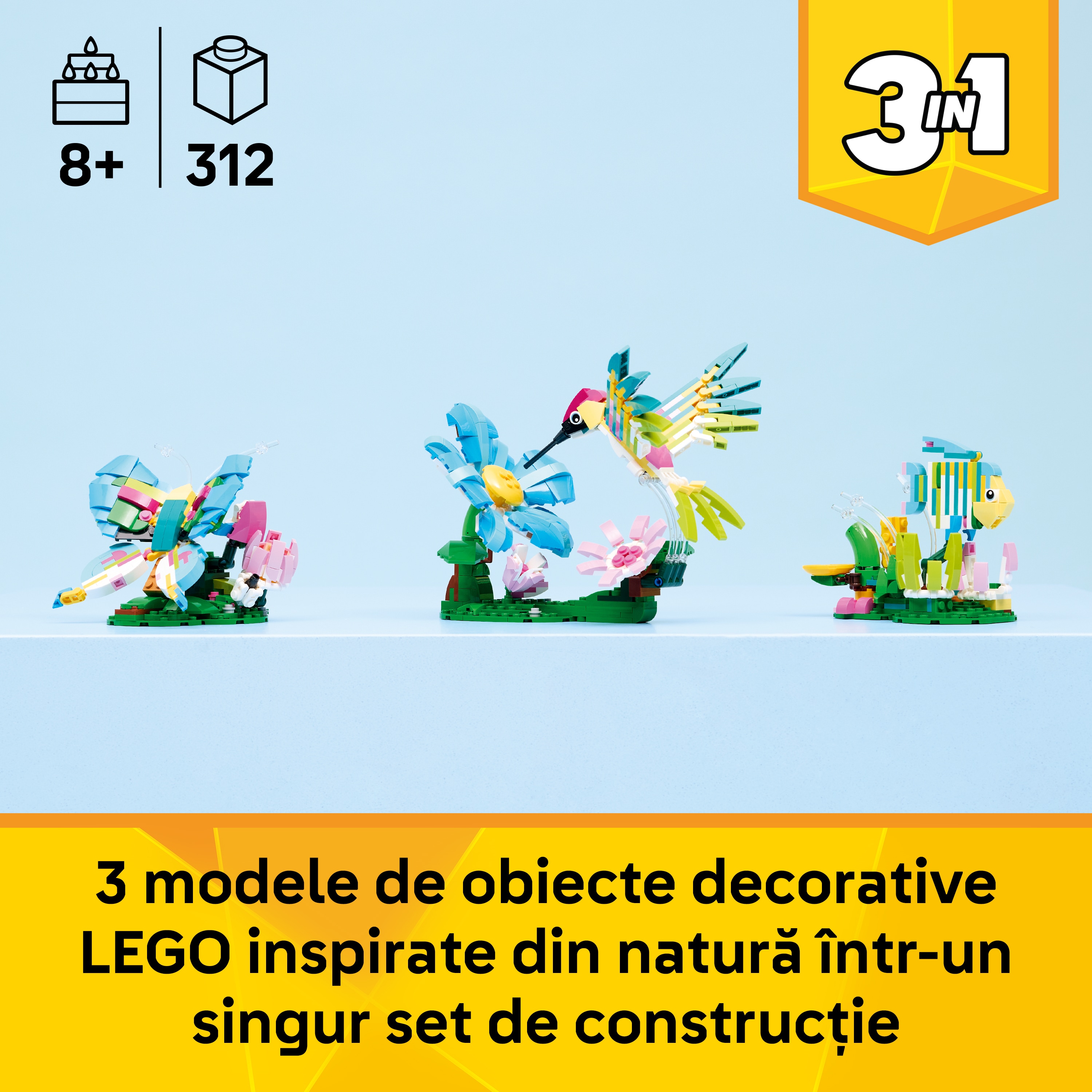 LEGO Creator: Animale salbatice - Colibri colorat 31384, 8 ani+, 312 piese