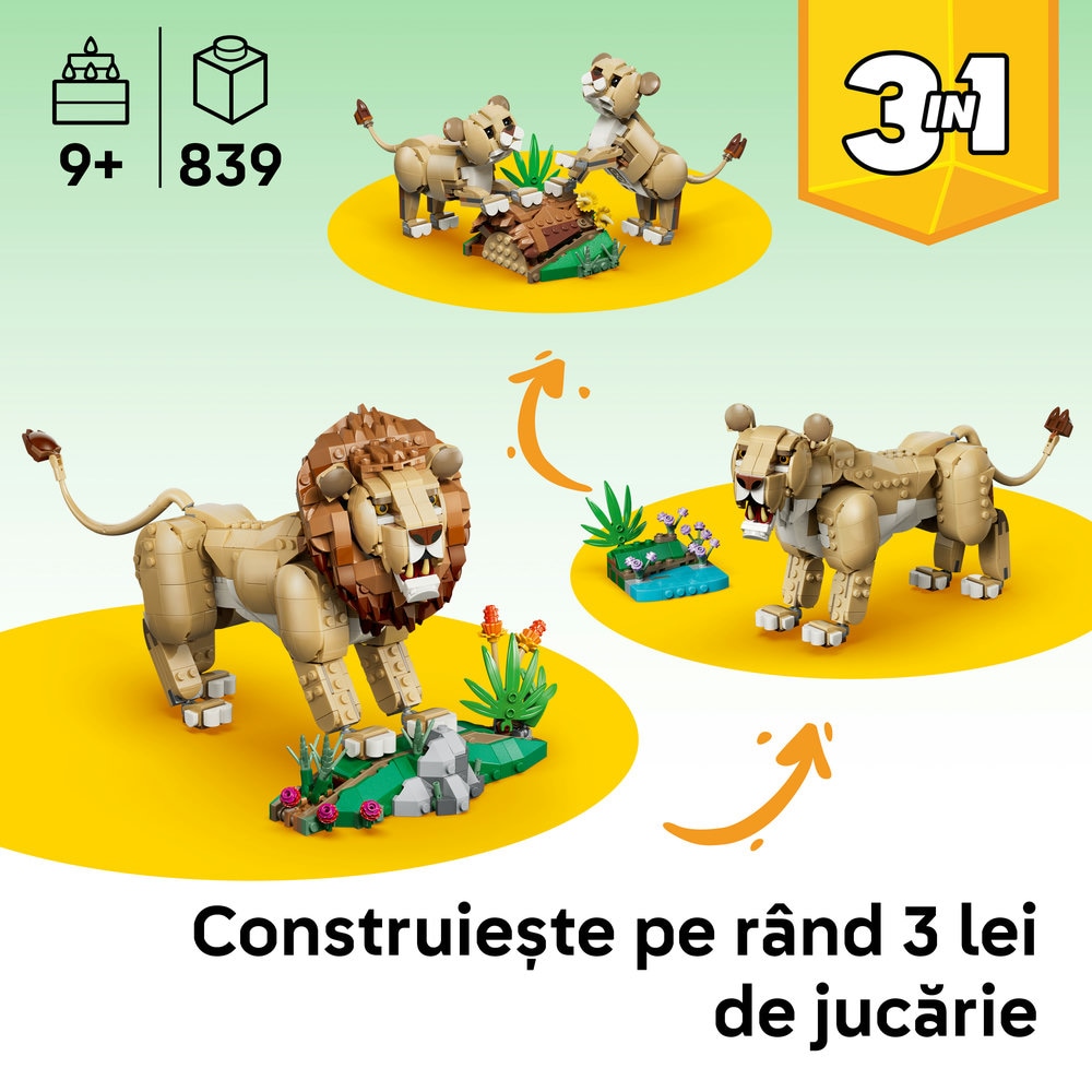 LEGO Creator: Animale salbatice - Leu maiestuos 31386, 9 ani+, 839 piese