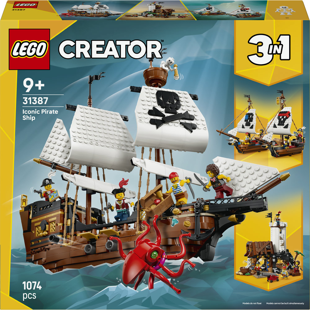 LEGO Creator: Corabie de pirati emblematica 31387, 10 ani+, 1074 piese