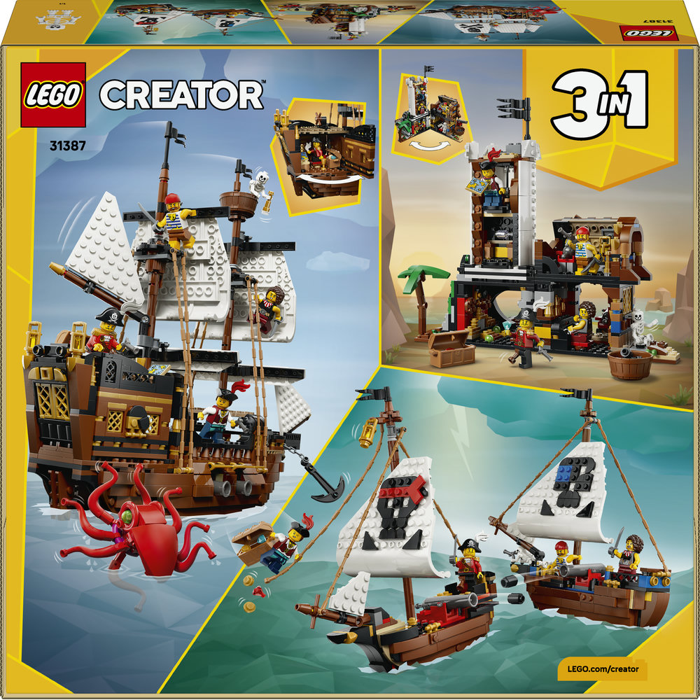 LEGO Creator: Corabie de pirati emblematica 31387, 10 ani+, 1074 piese