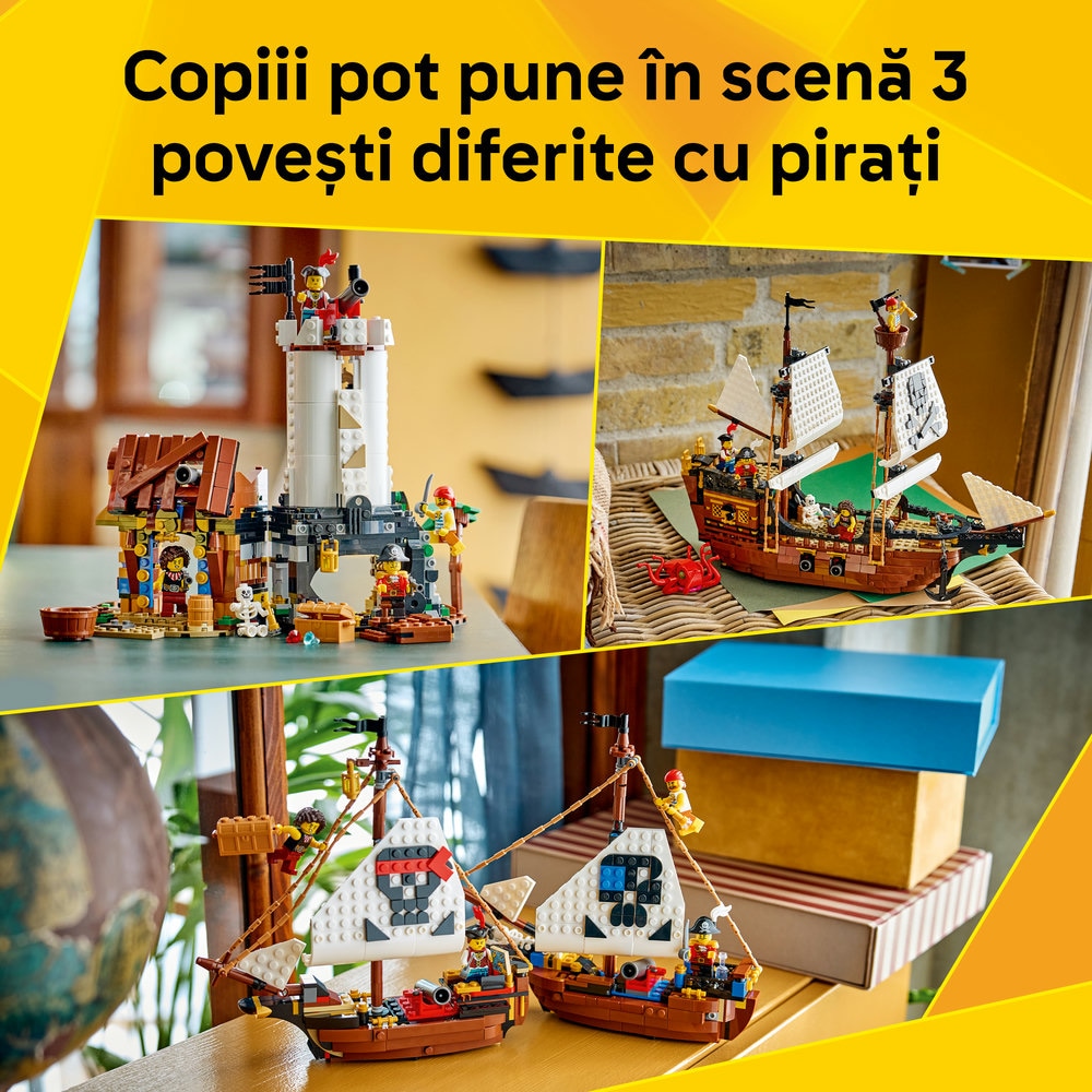 LEGO Creator: Corabie de pirati emblematica 31387, 10 ani+, 1074 piese