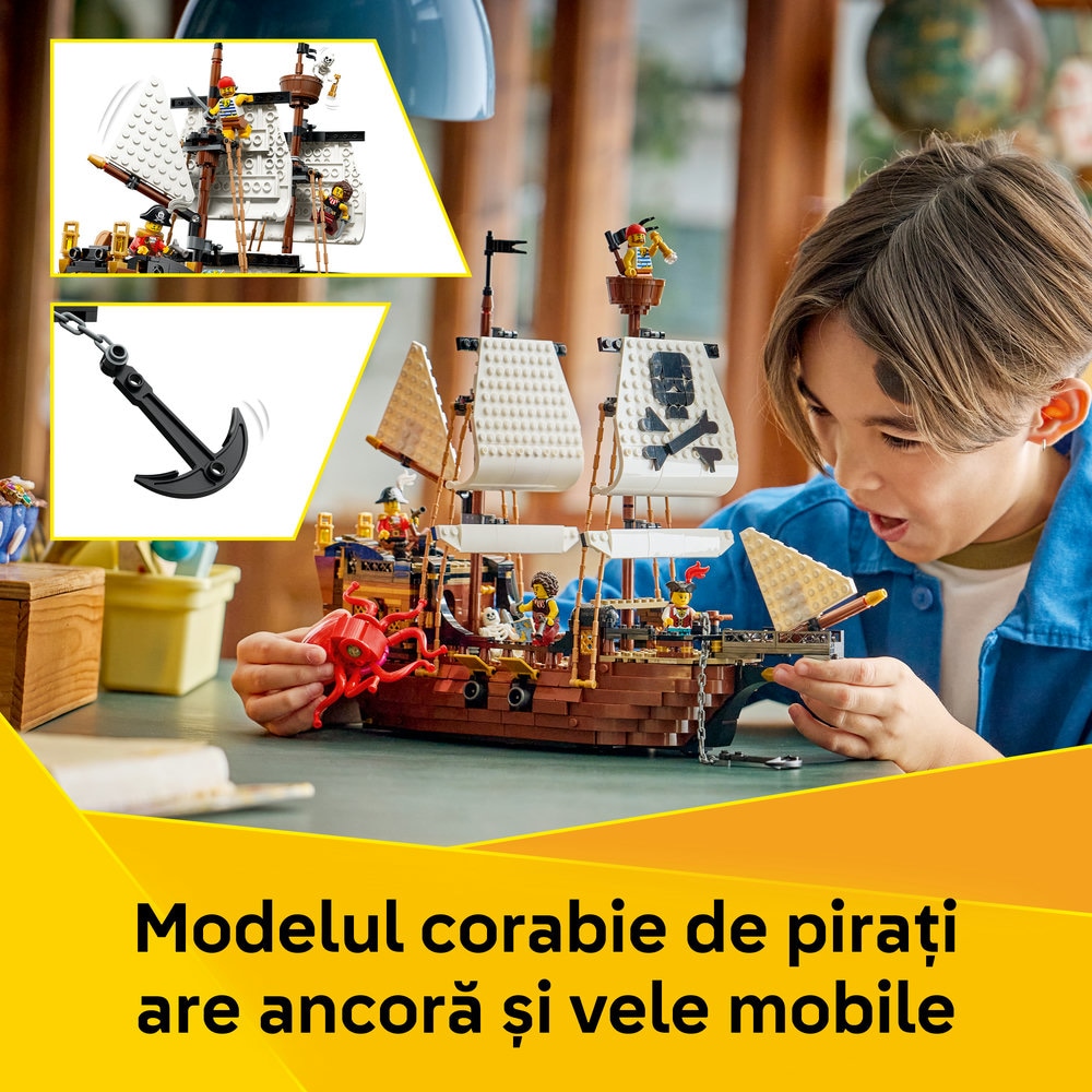 LEGO Creator: Corabie de pirati emblematica 31387, 10 ani+, 1074 piese