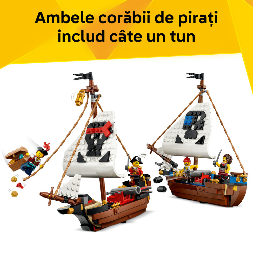 LEGO Creator: Corabie de pirati emblematica 31387, 10 ani+, 1074 piese
