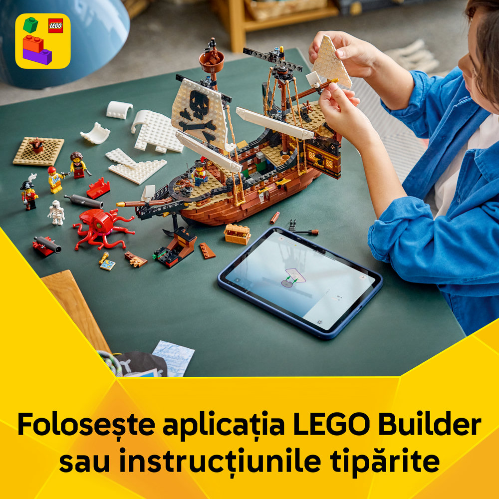 LEGO Creator: Corabie de pirati emblematica 31387, 10 ani+, 1074 piese
