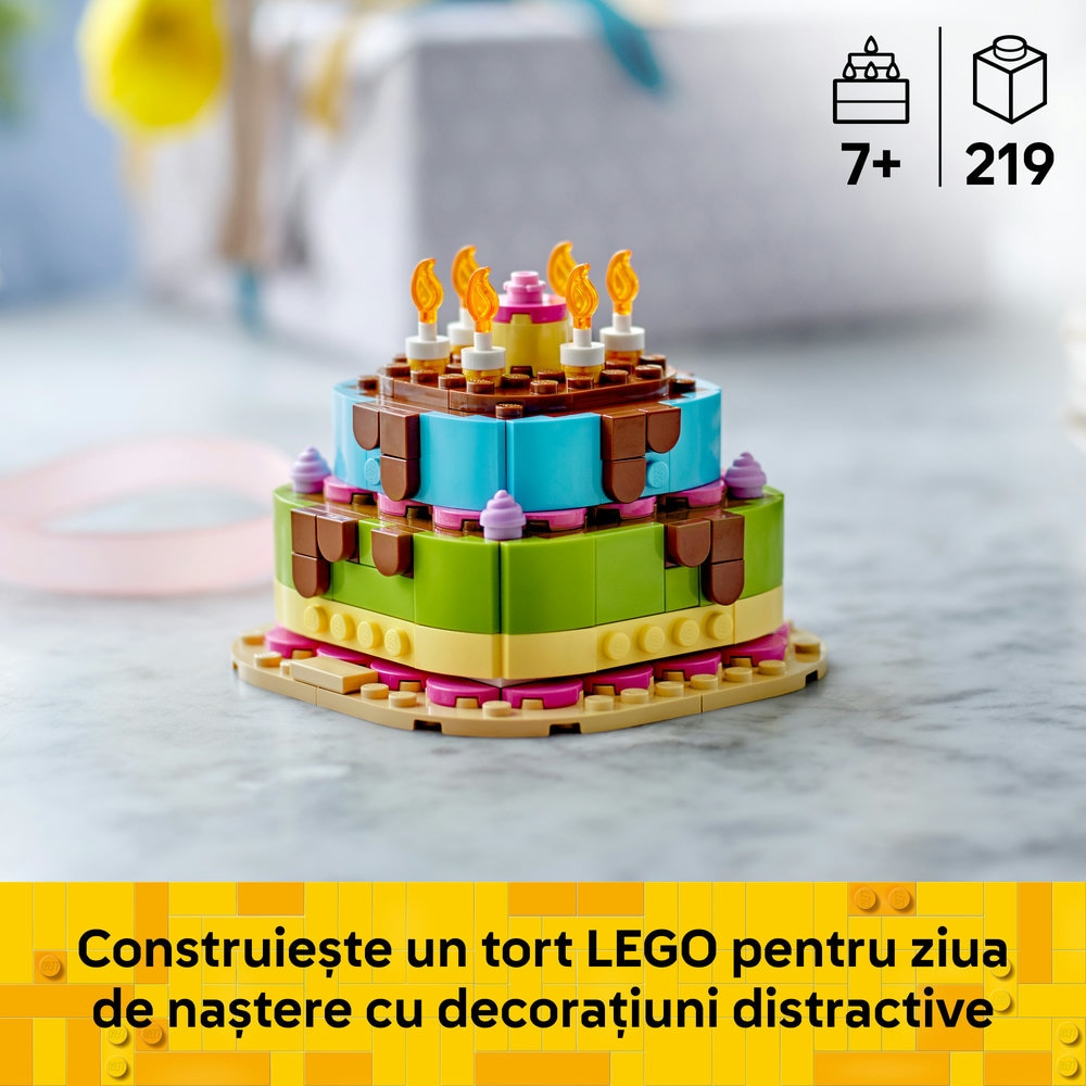 LEGO Iconic: Tort pentru petrecerea de zi de nastere 40815, 7 ani+, 219 piese