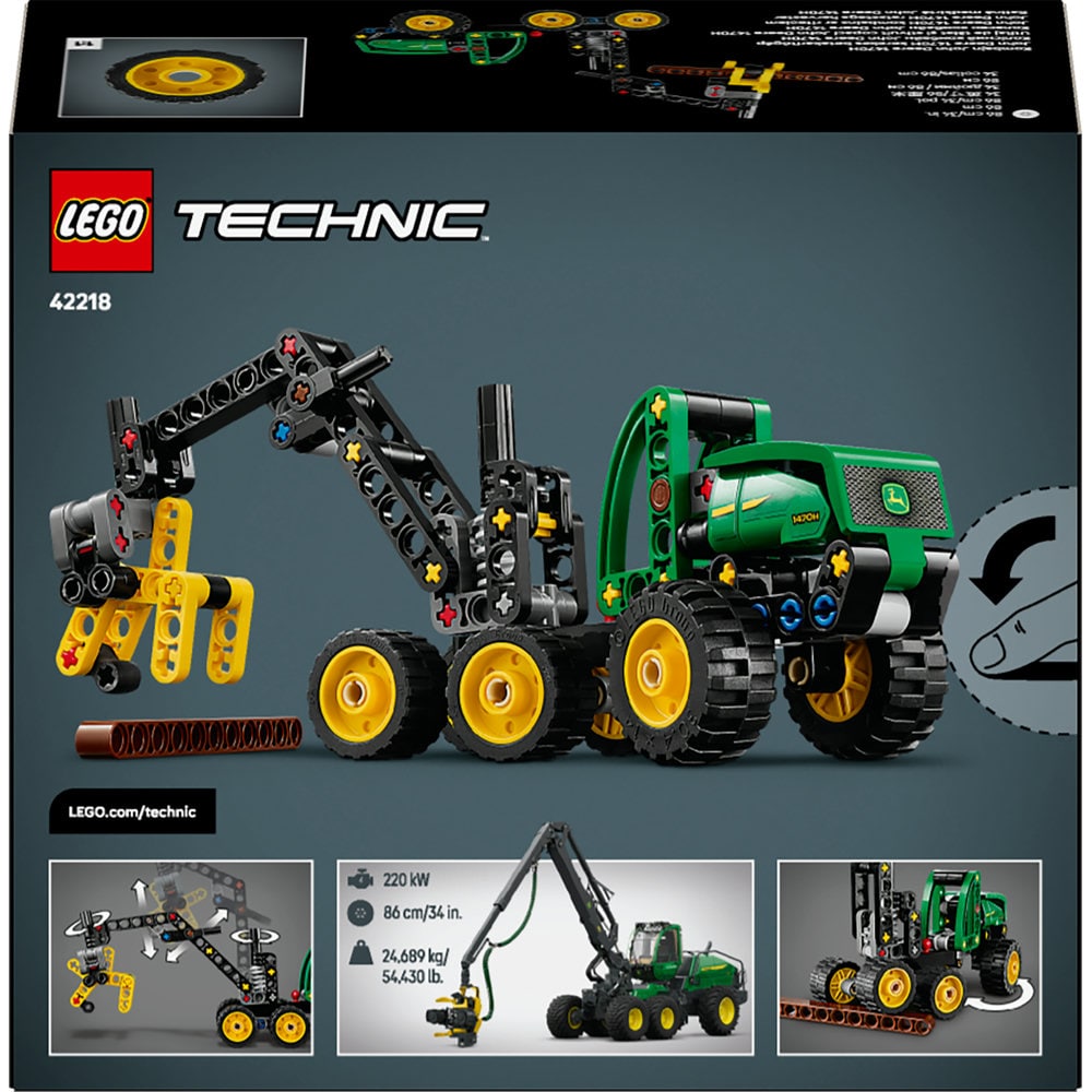 LEGO Technic: Utilaj de taiat si stivuit copaci John Deere 1470H 42218, 7 ani+, 117 piese