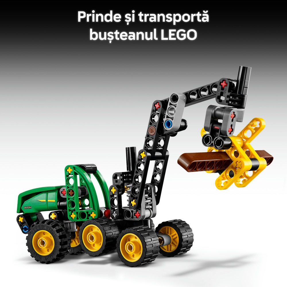LEGO Technic: Utilaj de taiat si stivuit copaci John Deere 1470H 42218, 7 ani+, 117 piese