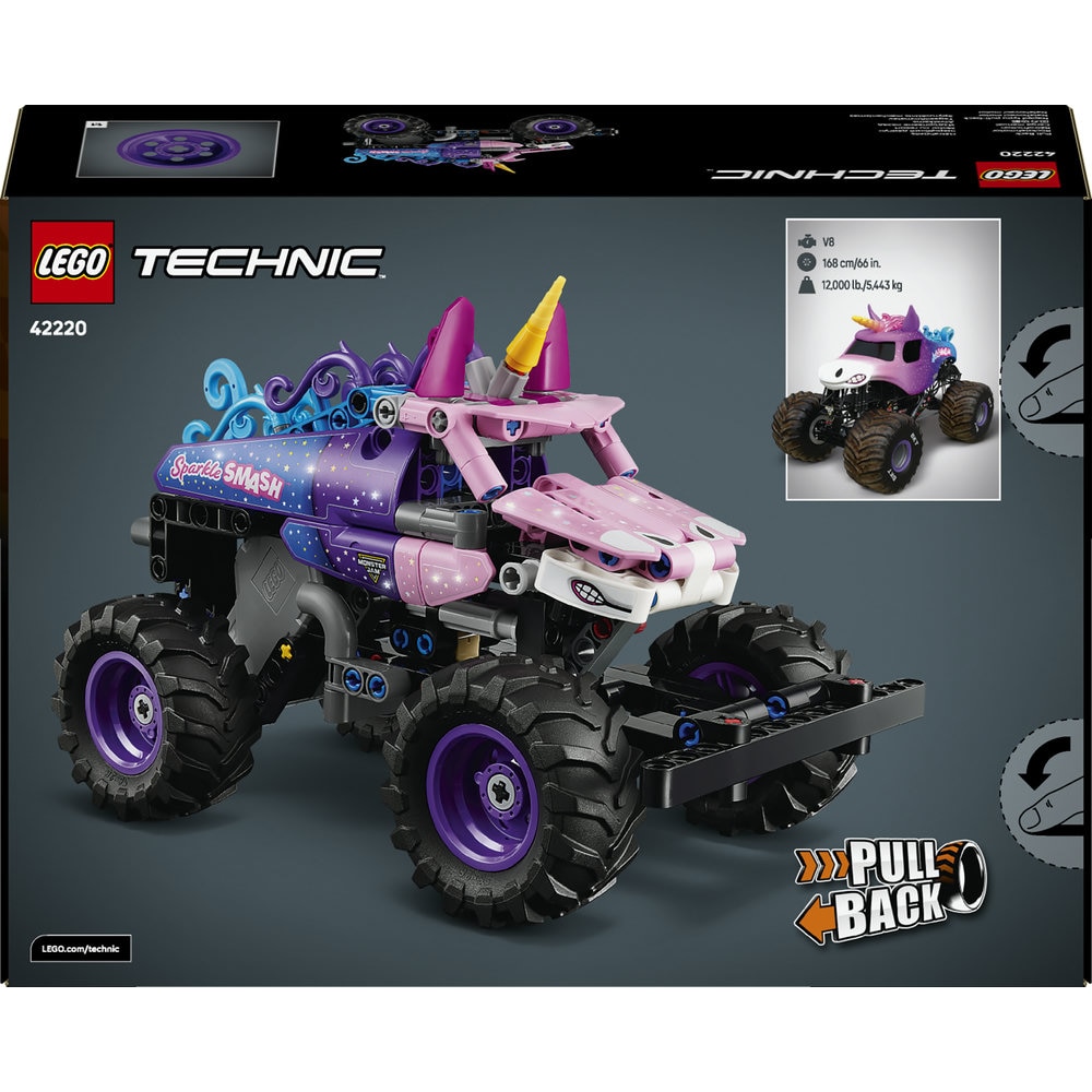 LEGO Technic: Monster Jam Sparkle Smash cu motor cu arc 42220, 7 ani+, 243 piese