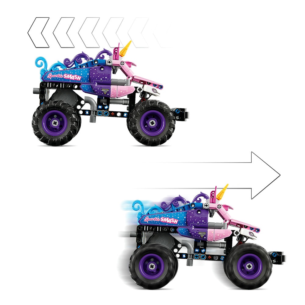 LEGO Technic: Monster Jam Sparkle Smash cu motor cu arc 42220, 7 ani+, 243 piese