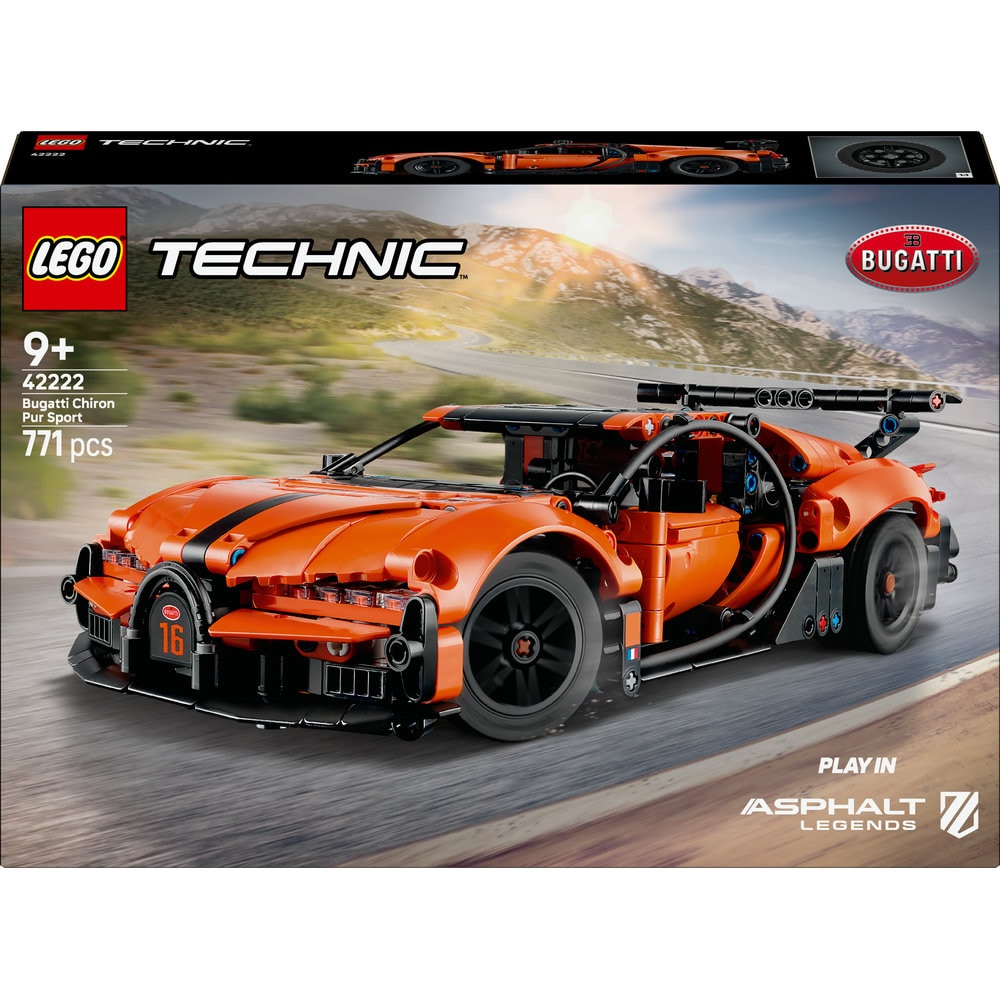 LEGO Technic: Hipermasina Bugatti Chiron Pur Sport 42222, 9 ani+, 771 piese