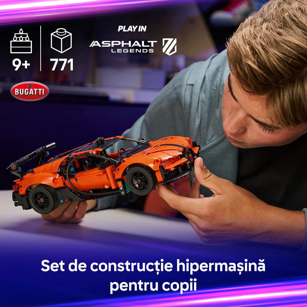 LEGO Technic: Hipermasina Bugatti Chiron Pur Sport 42222, 9 ani+, 771 piese