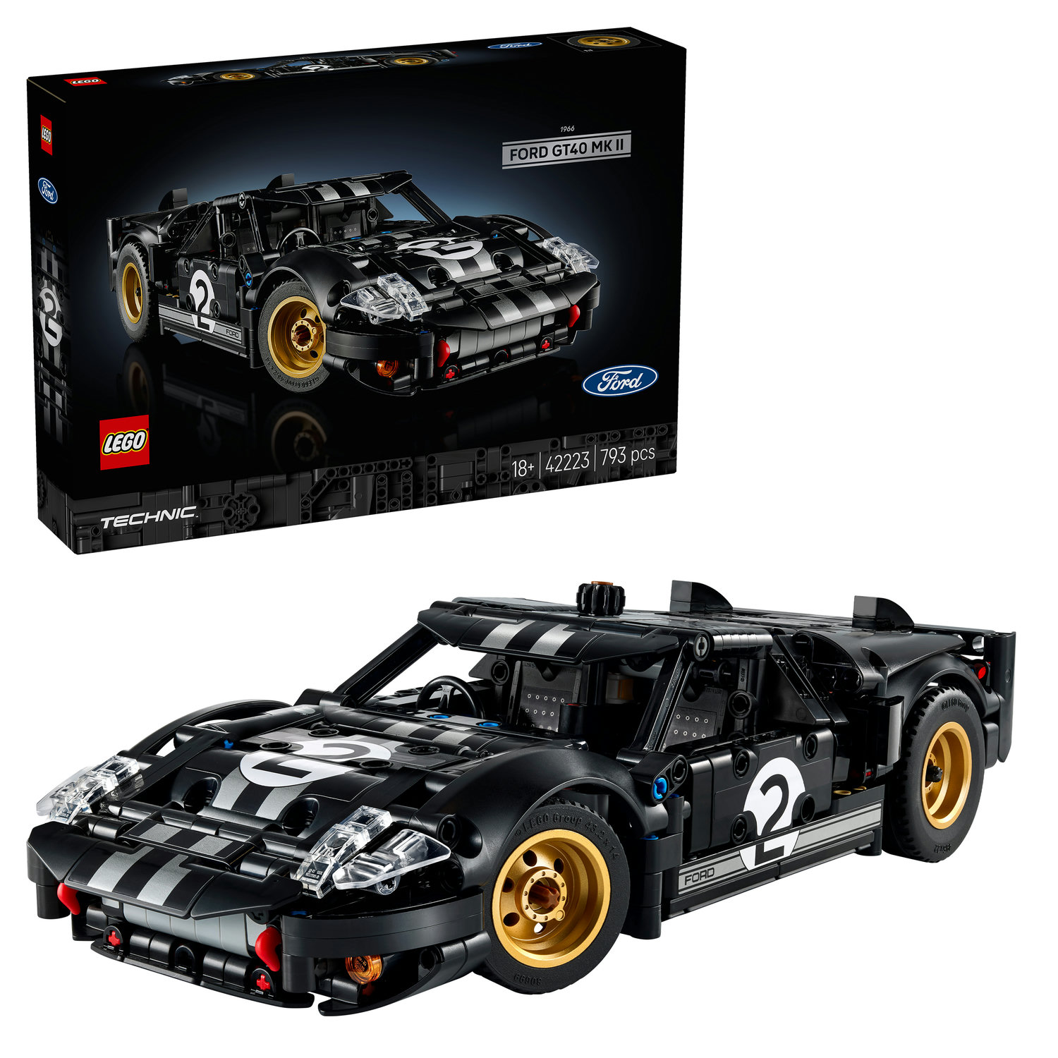 LEGO Technic: Masina de curse 1966 Ford GT40 MKII 42223, 18 ani+, 793 piese