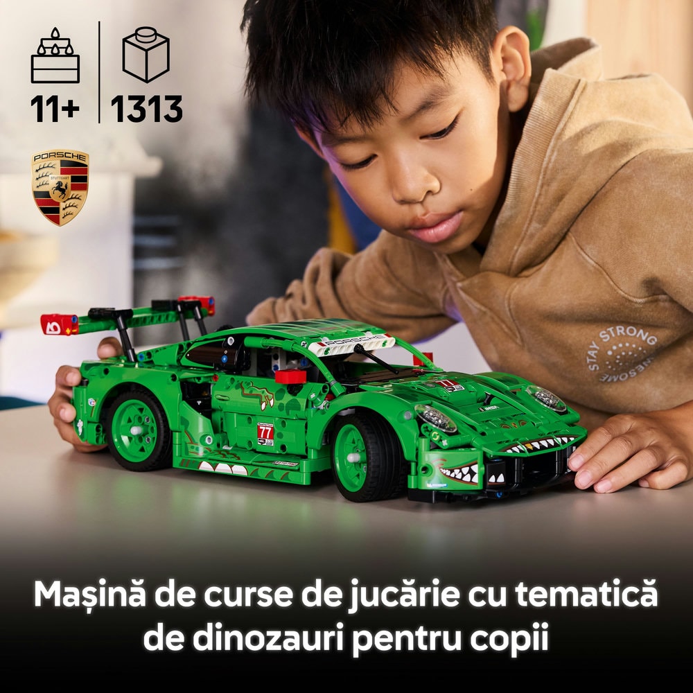 LEGO Technic: Masina Porsche 911 GT3 R REXY AO Racing 42224, 11 ani+, 1313 piese