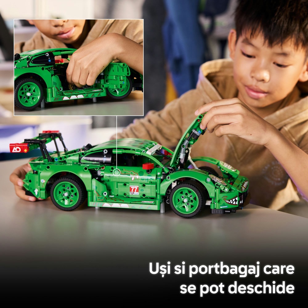 LEGO Technic: Masina Porsche 911 GT3 R REXY AO Racing 42224, 11 ani+, 1313 piese