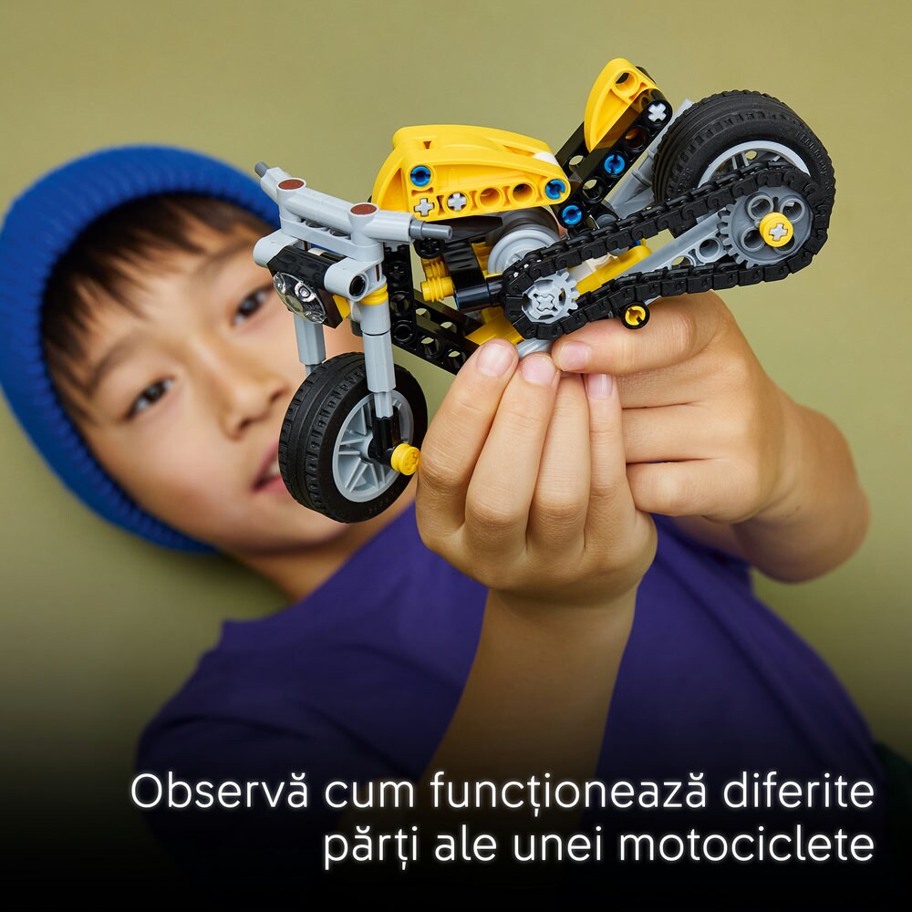 LEGO Technic: Motocicleta galbena 42225, 7 ani+, 151 piese