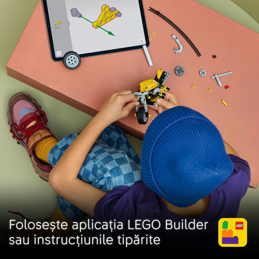 LEGO Technic: Motocicleta galbena 42225, 7 ani+, 151 piese