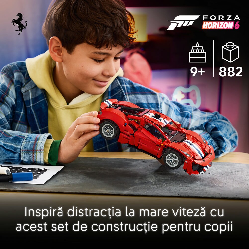 LEGO Technic: Masina Ferrari 488 Pista 42235, 9 ani+, 882 piese