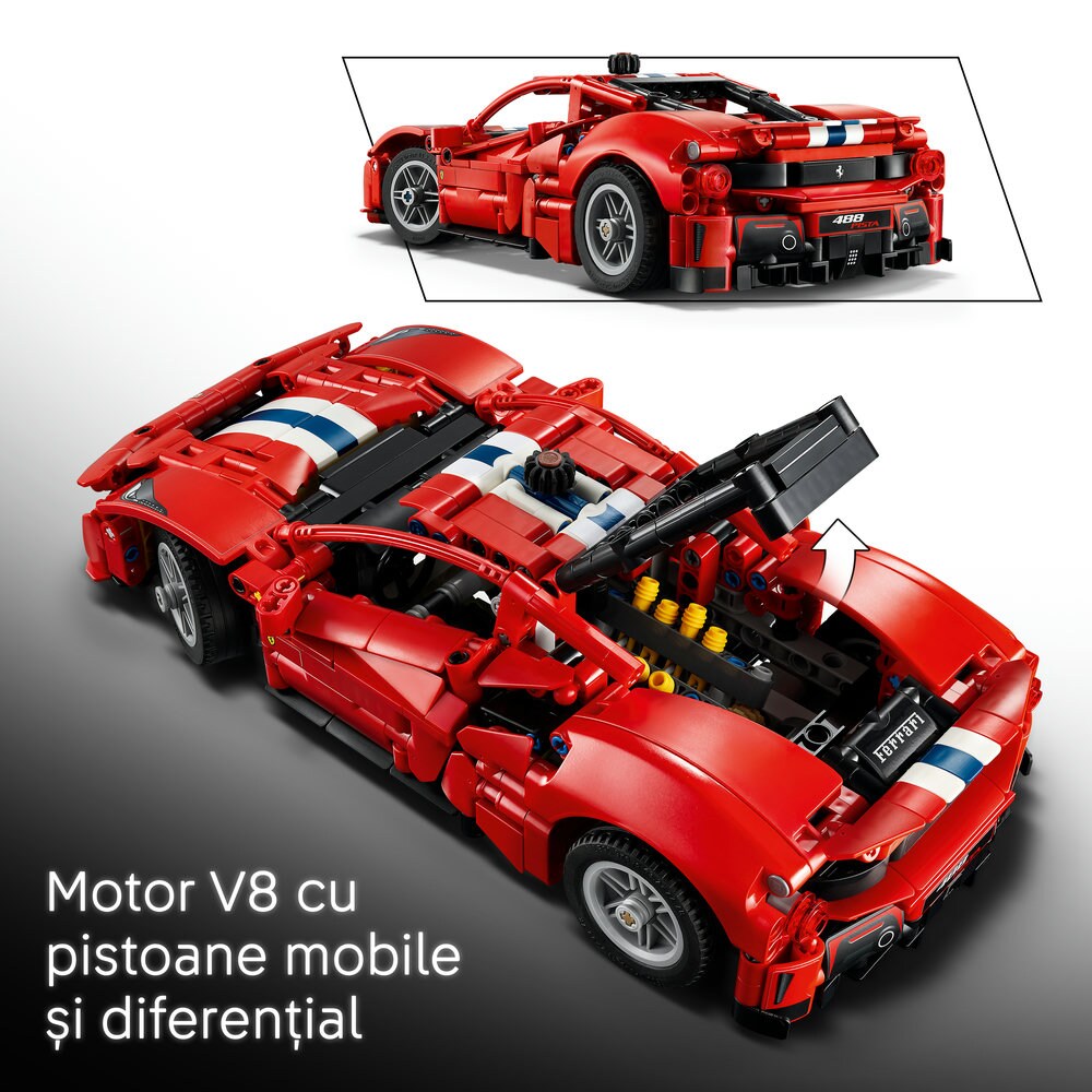 LEGO Technic: Masina Ferrari 488 Pista 42235, 9 ani+, 882 piese