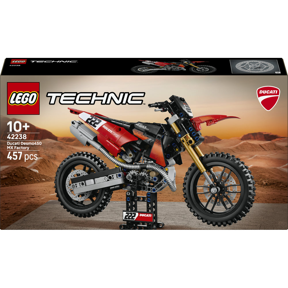 LEGO Technic: Motocicleta Ducati Desmo450 MX versiunea de uzina 42238, 10 ani+, 457 piese