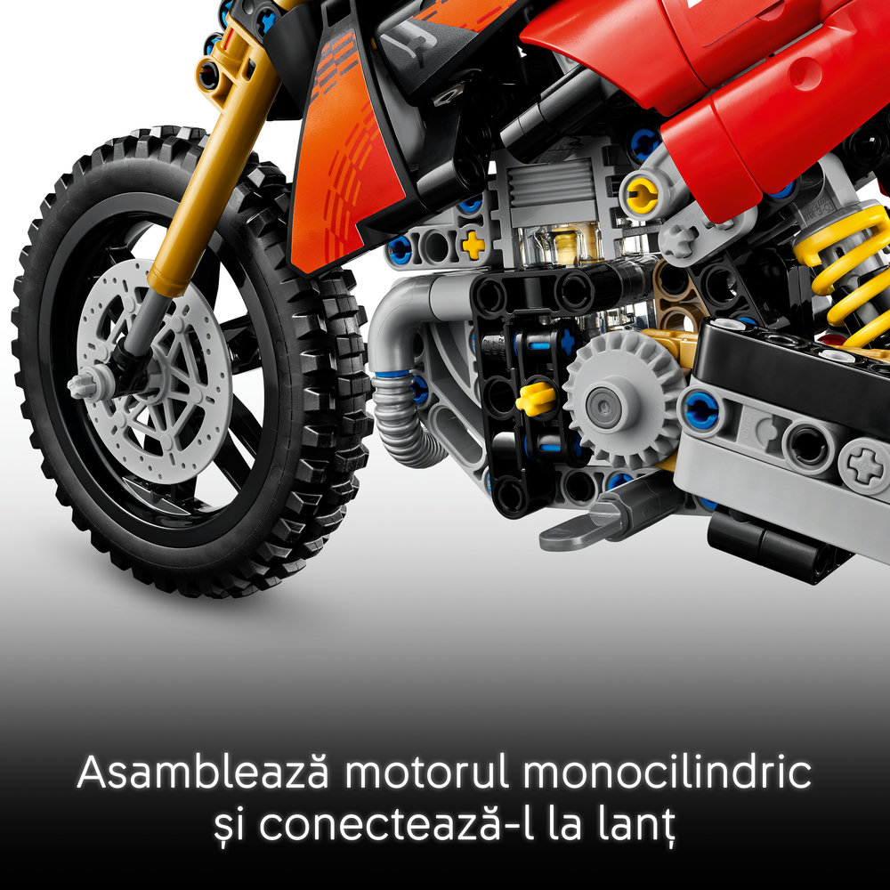 LEGO Technic: Motocicleta Ducati Desmo450 MX versiunea de uzina 42238, 10 ani+, 457 piese