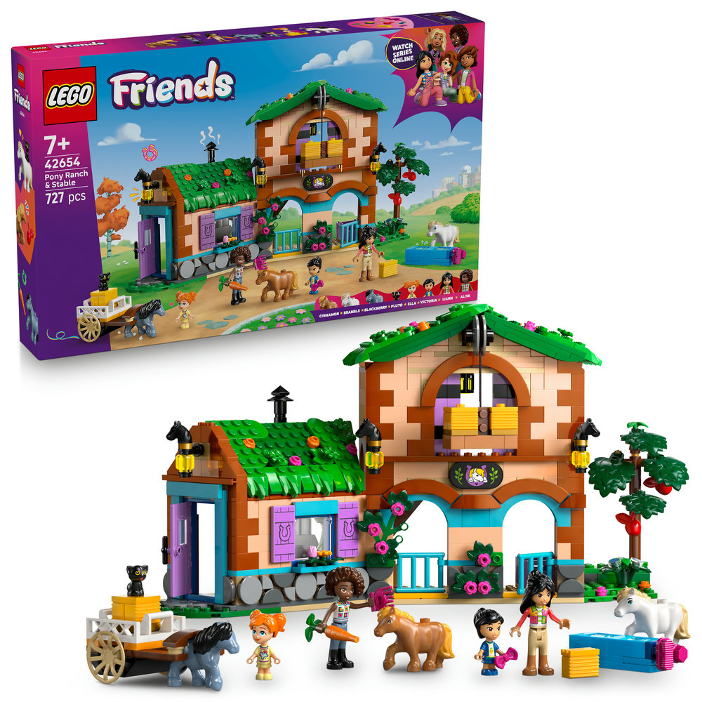LEGO Friends: Ferma si grajd pentru ponei 42654, 7 ani+, 727 piese