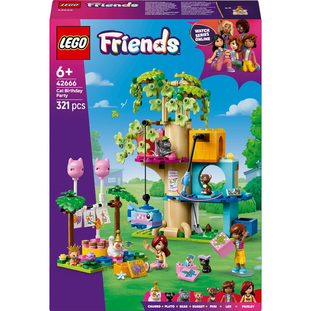 LEGO Friends: Petrecere de ziua de nastere a pisicii si casuta in copac 42666, 6 ani+, 321 piese