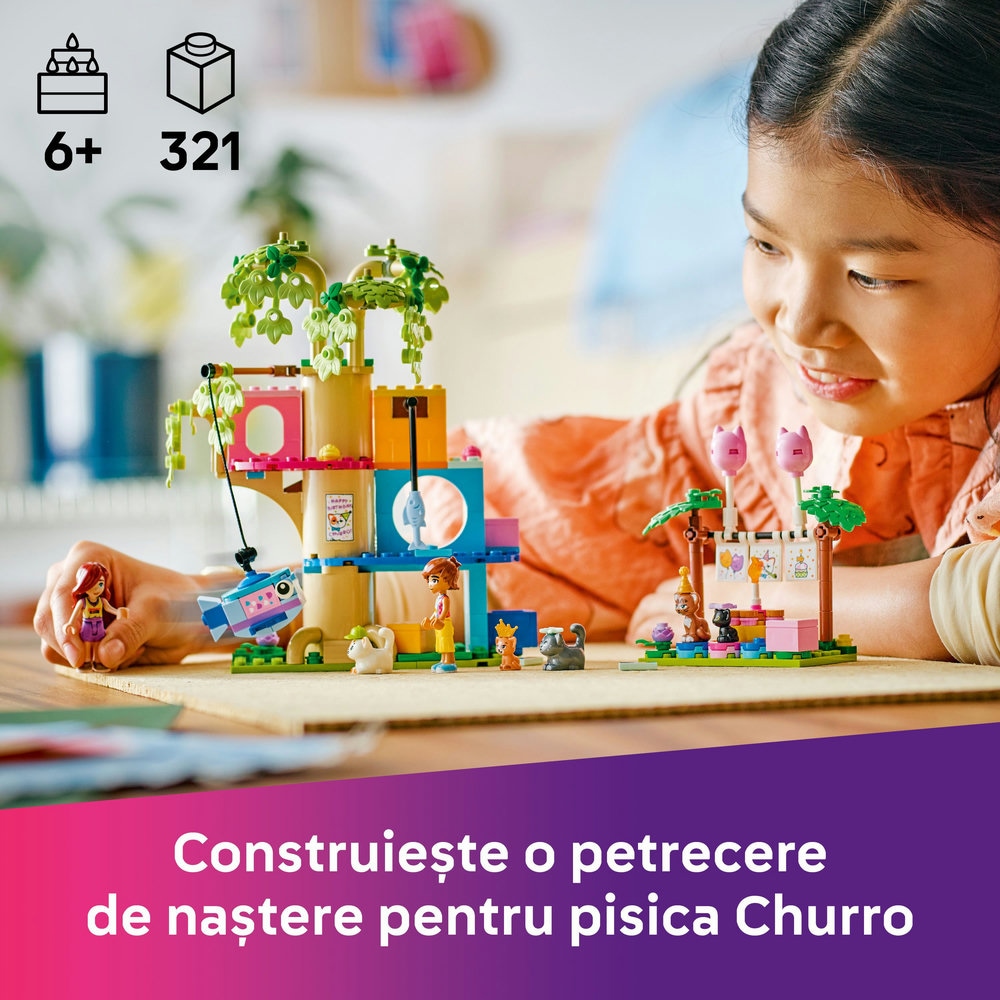 LEGO Friends: Petrecere de ziua de nastere a pisicii si casuta in copac 42666, 6 ani+, 321 piese